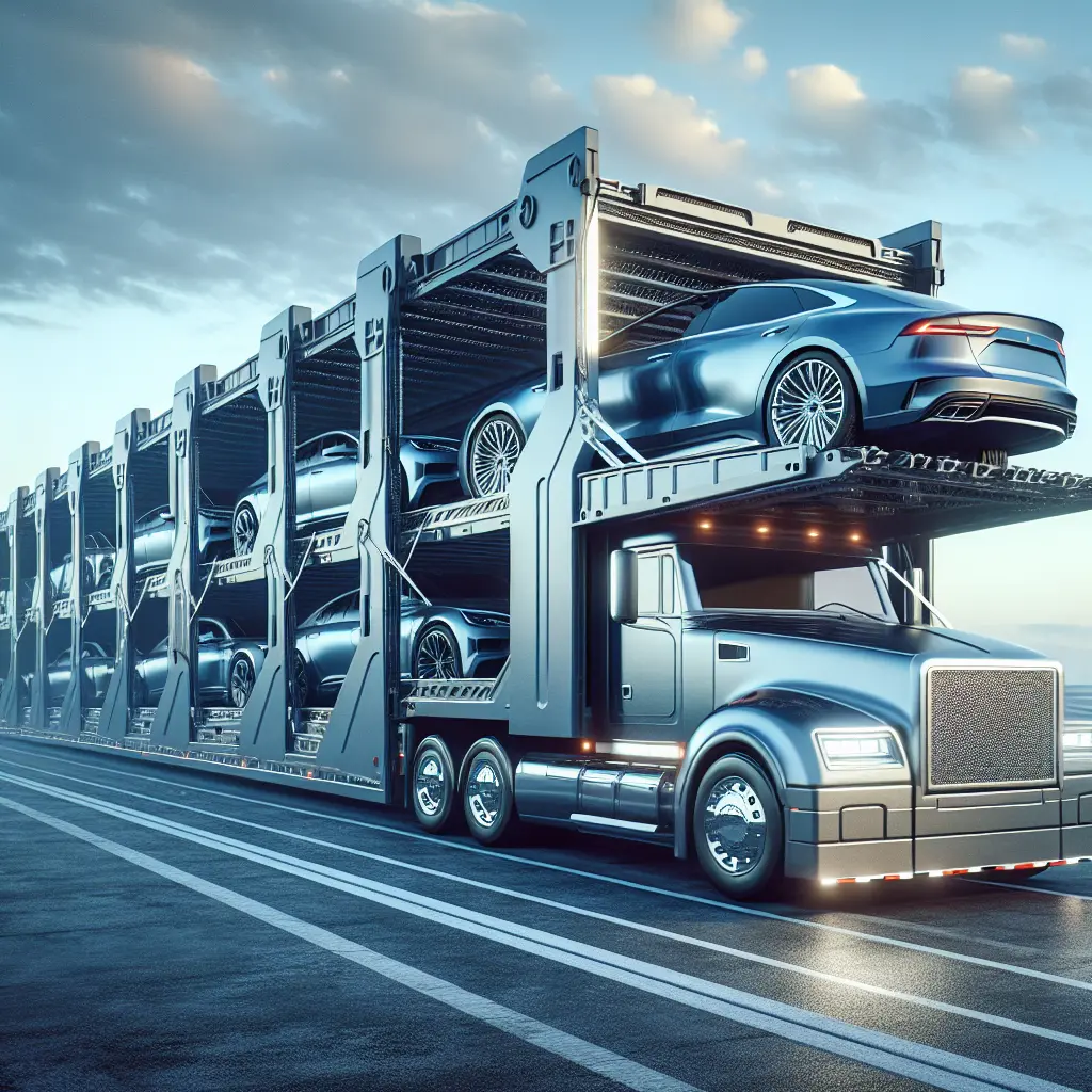 A car being loaded onto a transport truck for shipping, depicting a hassle-free vehicle transport scene.