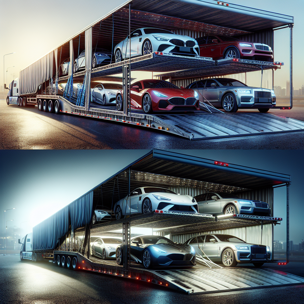 Image showing open and enclosed car transporters for safe vehicle hauling.