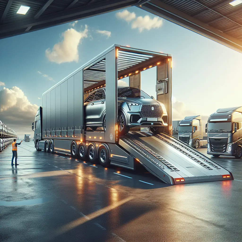 Efficient car transport with open and enclosed car carrier trucks on a highway.