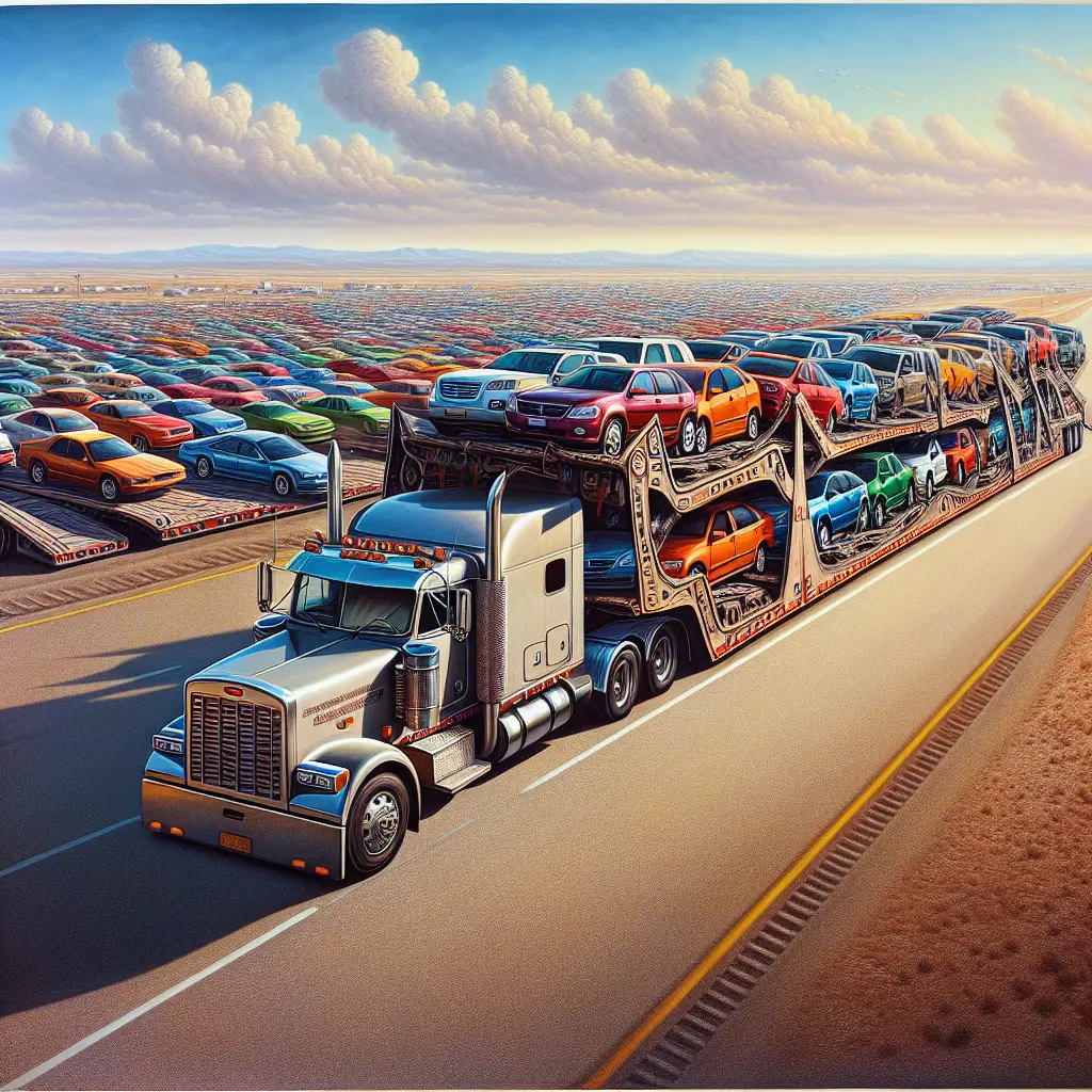 A car being loaded onto a shipping trailer, representing a car shipping company.