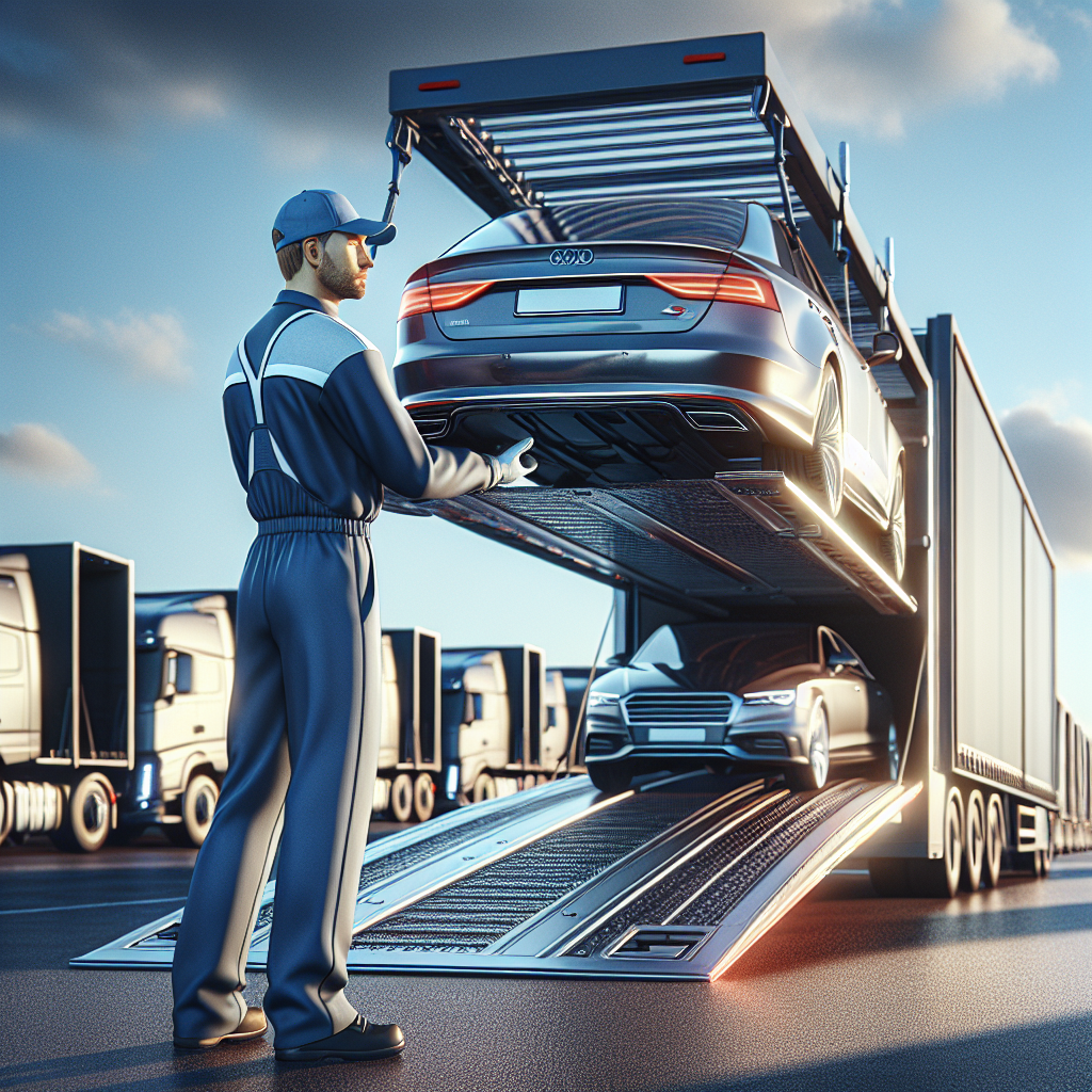 A truck carrying cars on a highway at sunset, representing a professional car shipping service.
